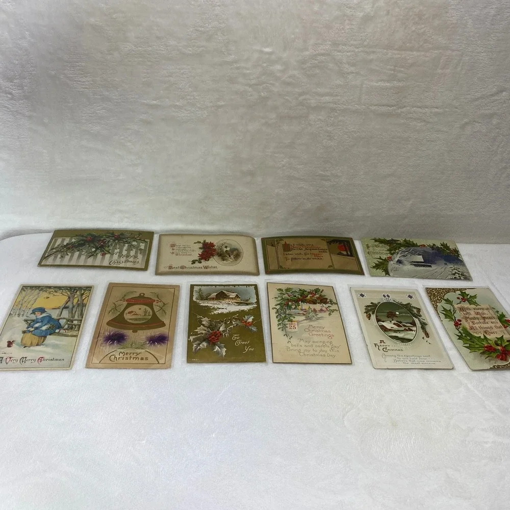 Lot of 10 Antique Early 1900's Christmas Postcards In‎ Protected Sleeves